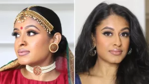 two Indian women with Asoka makeup